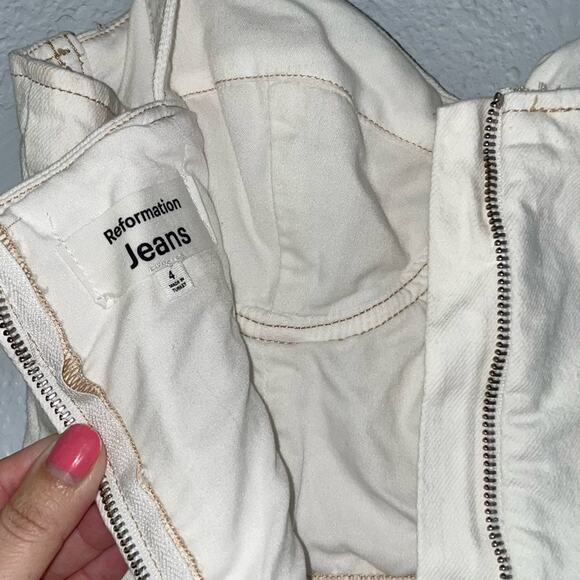 Reformation Nikki Bustier Denim Mini Dress Off White Color Size 4 Like New - Picture 3 of 7